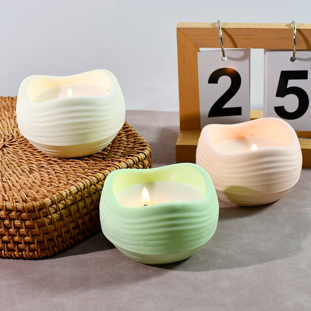 Wave round candle bowl mould
