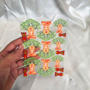 Jain logo & mahavirswami peel off sticker sheet A6
