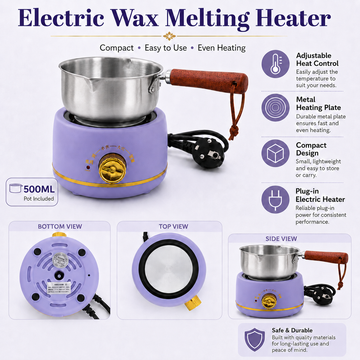 Electric Wax Melting Heater with 500 ml Stainless Steel Pot – Adjustable Heat Control