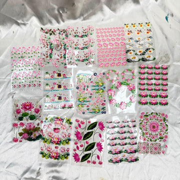 Multi lotus peel off sticker sheet combo