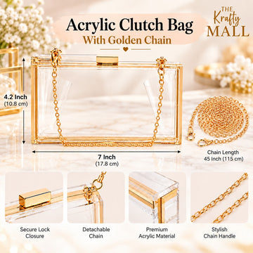 Acrylic clutch with gold chain