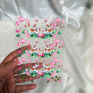 Lotus & elephant peel off sticker sheet A6 002