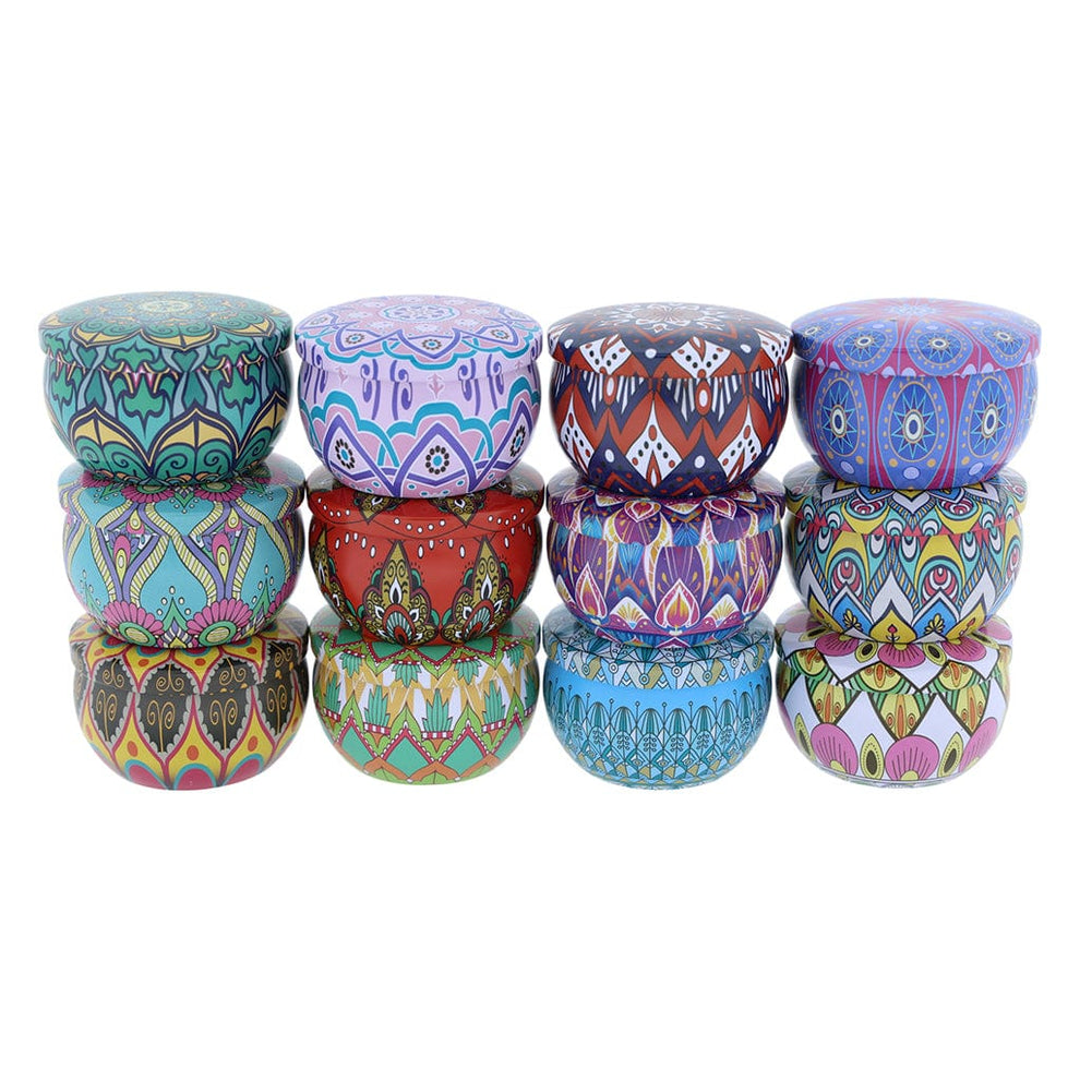 Mandala pattern candle tin jar