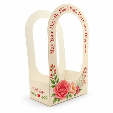 “May Your Day Be Filled With Hope and Happiness” Rose Floral Gift Box with Window – Premium Gift Packaging Box
