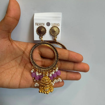 Kashmiri jumkha round base lilac