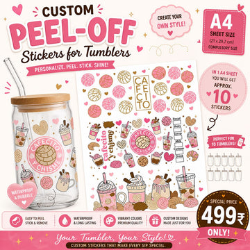 Tumbler Peel off sticker sheet customise