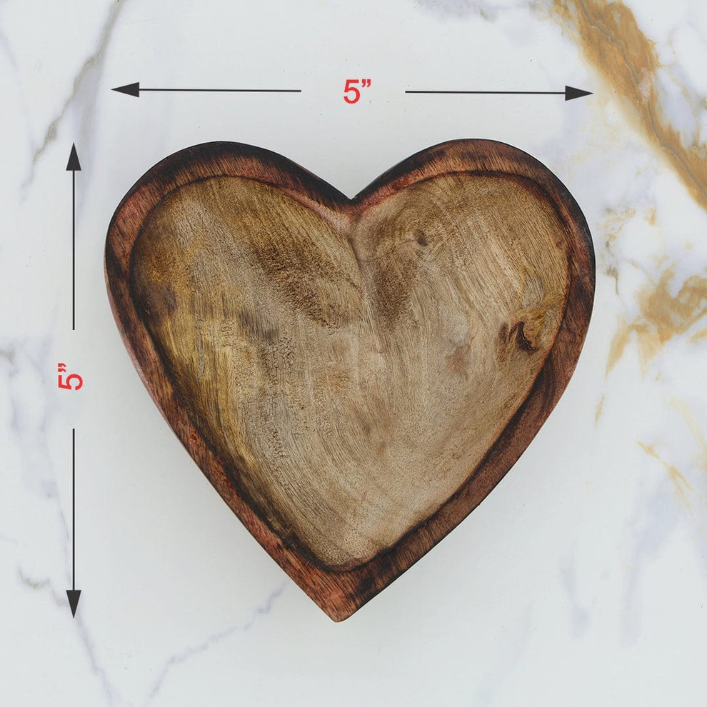 Wooden candle heart bowl