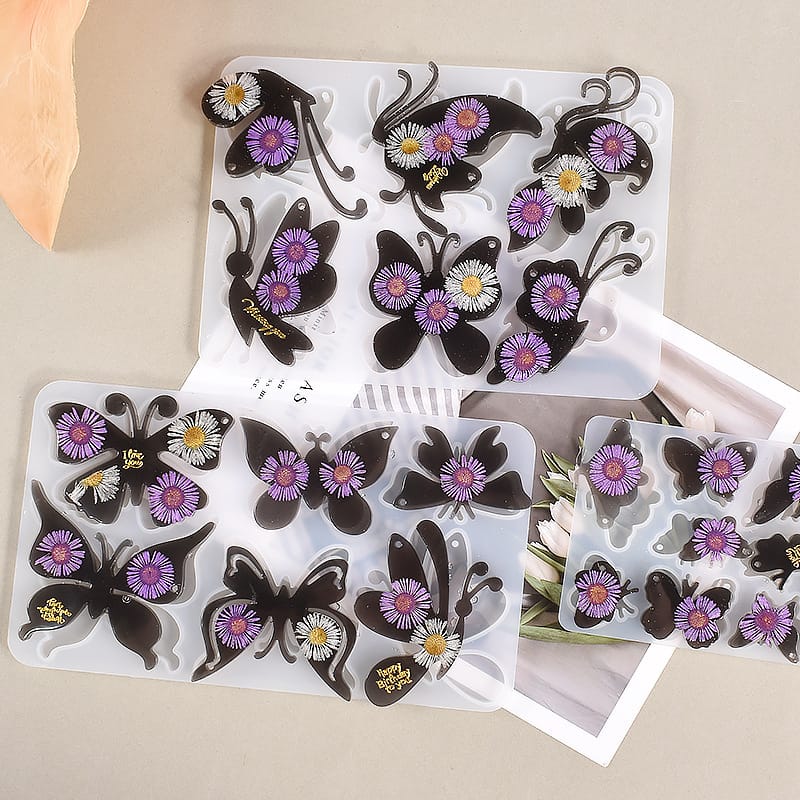 6 cavity Butterfly keychain pendant mould