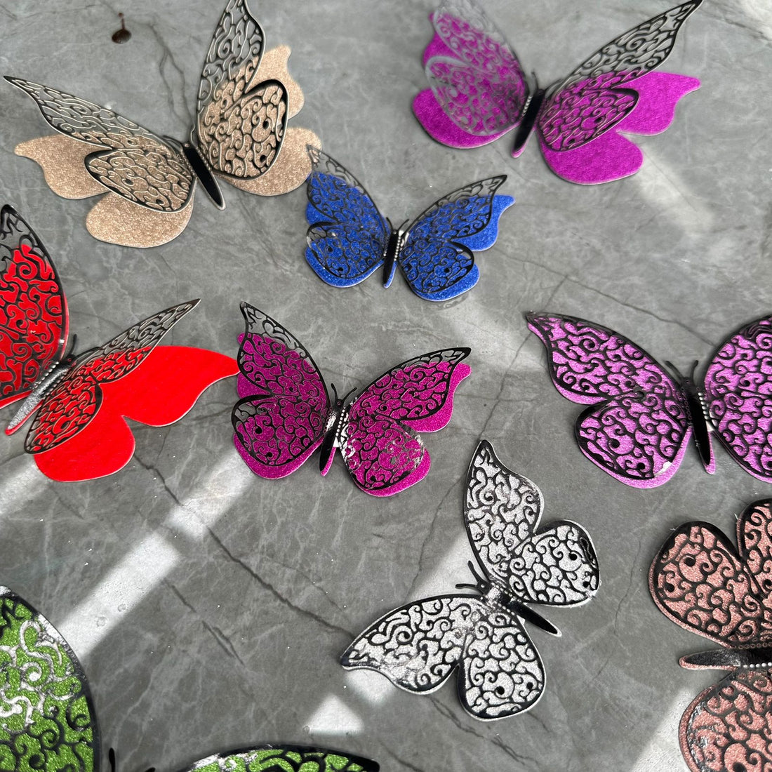 3d butterfly metallic glitter sticker