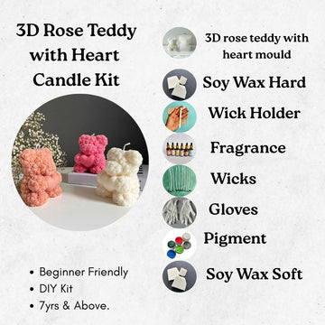 3d rose teddy candle kit