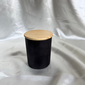 Wooden lid matte black jar