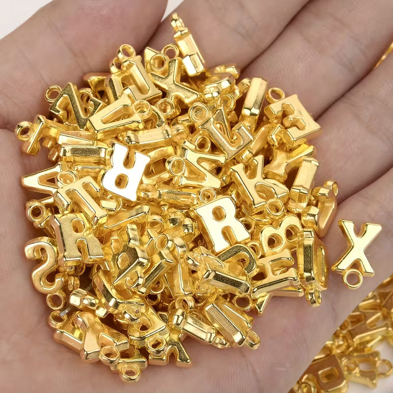 Gold alphabet beads charms
