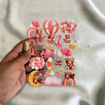 Baby pink theme peel off sticker