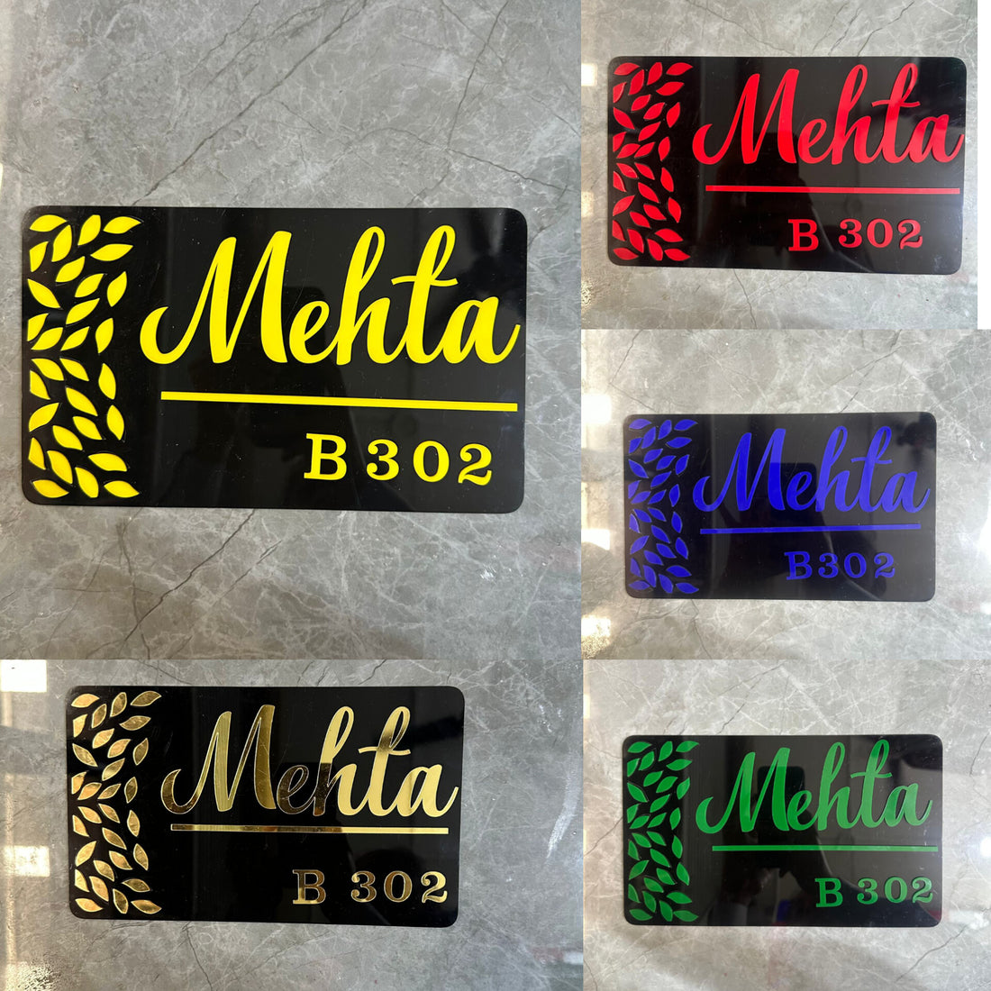 Rectangle black acrylic base nameplate