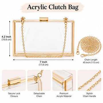 Acrylic clutch with gold chain