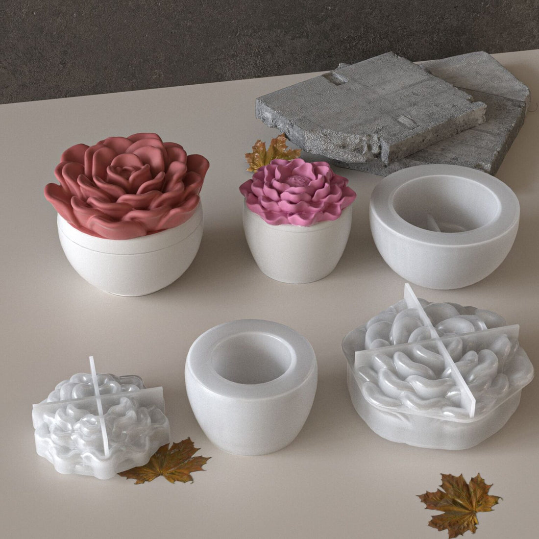Peony flower storage jar mould