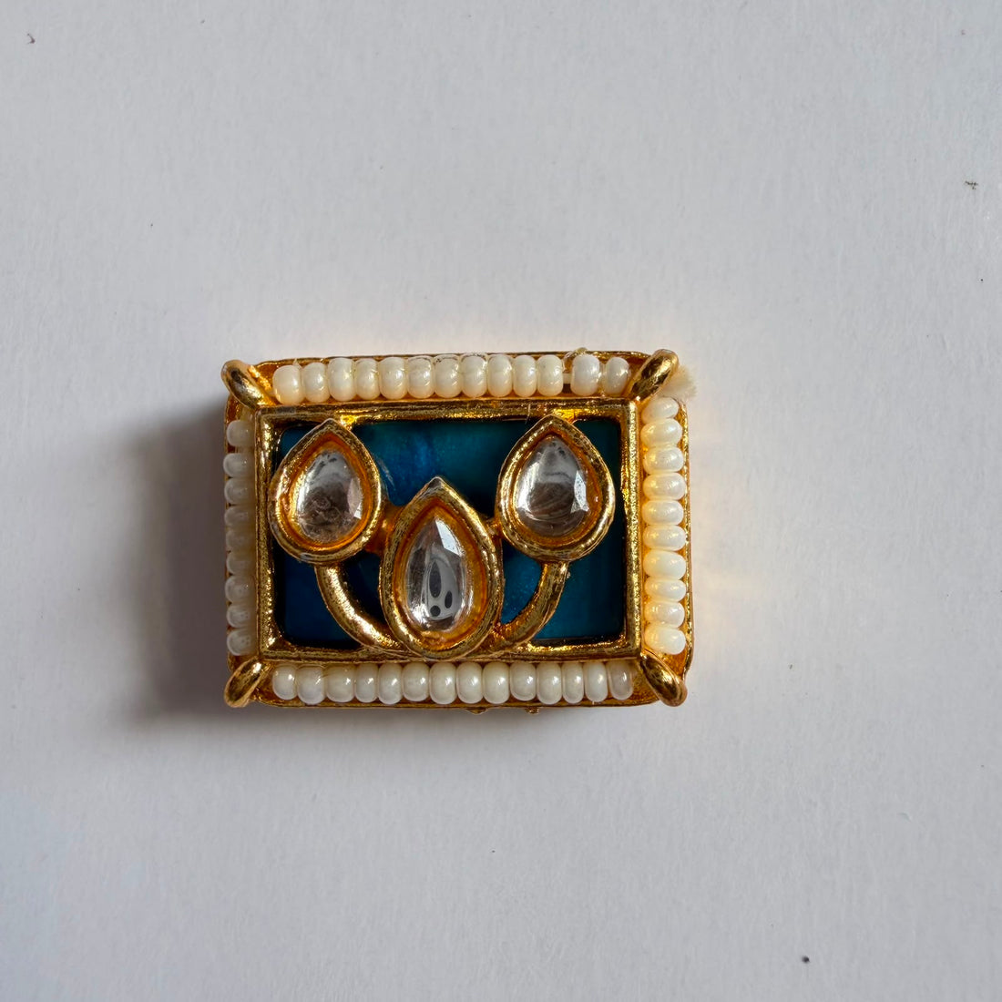Kundan rakhi charm rectangle