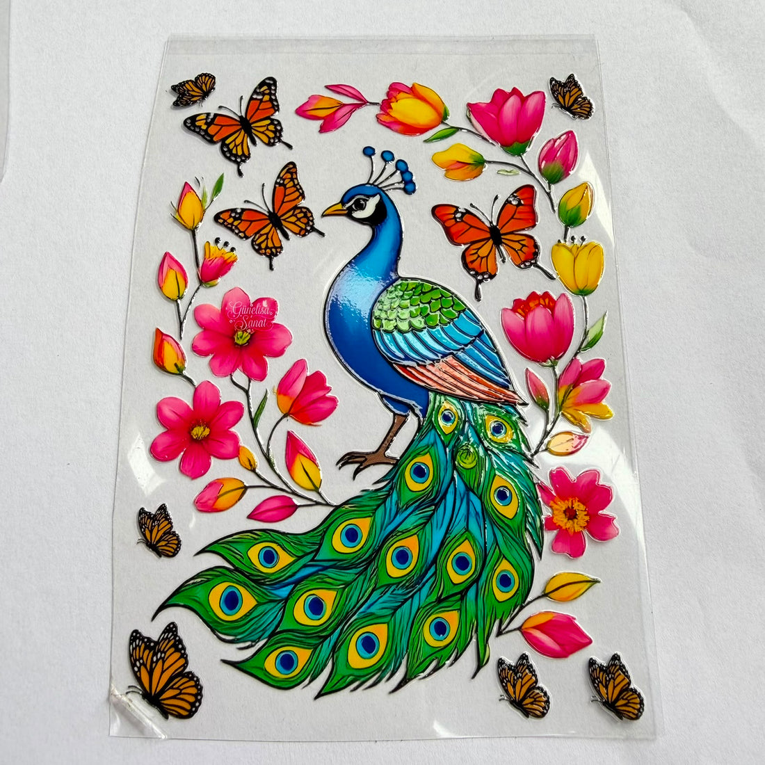 Peacock peel off sticker 001