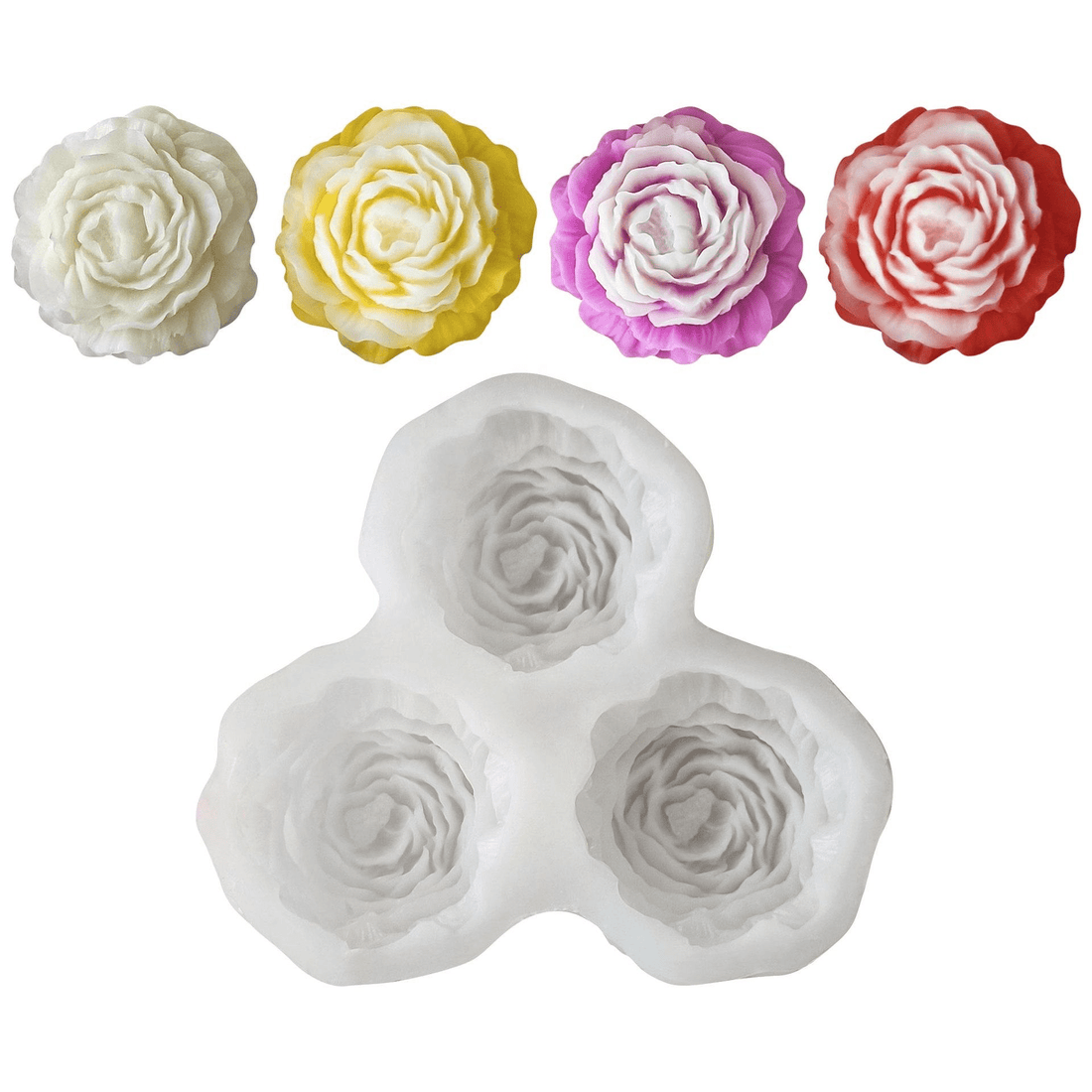 3 cavity peony candle mould