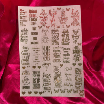 Bookmark quotes metal sticker sheet A4