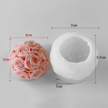 3d rose ball candle mould