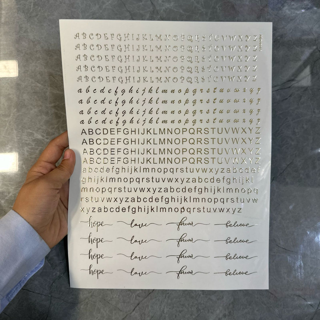 Gold embossed sheet alphabet 014