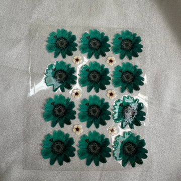Green daisy flower peel off sticker