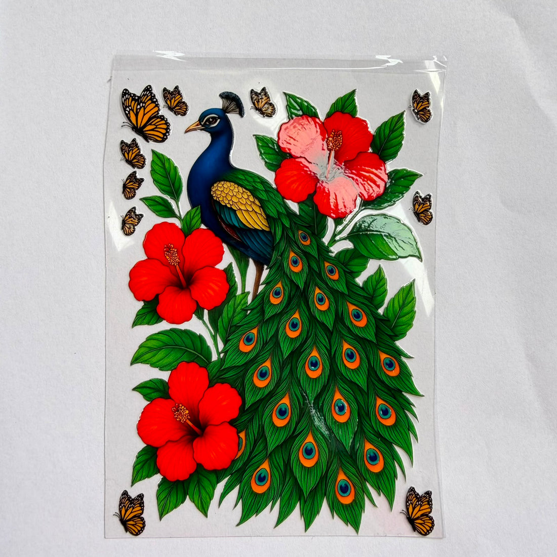 Peacock peel off sticker 003