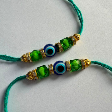 Ready Rakhi thread evil eye green
