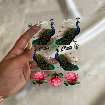 Peacock & Lotus peel off sticker
