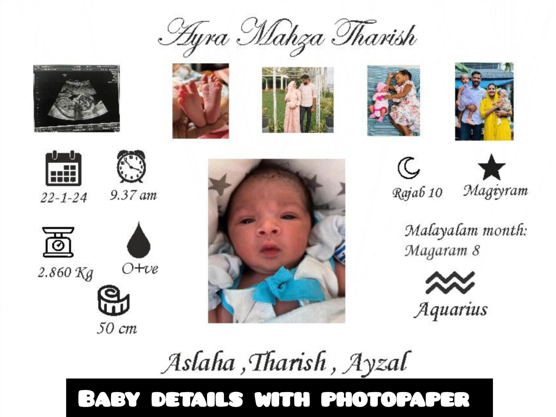 Custom baby details with photopaper