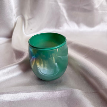 Holographic green candle jar