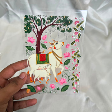 Tree & cow peel off sticker sheet A6
