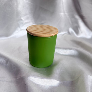 Wooden lid matte green jar