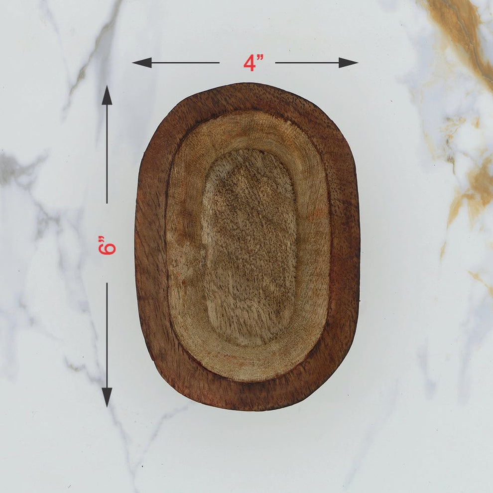 Wooden candle oval boat bowl