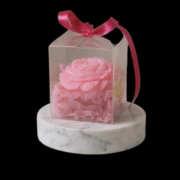 Small Peony Candle Pvc Box with Ribbon