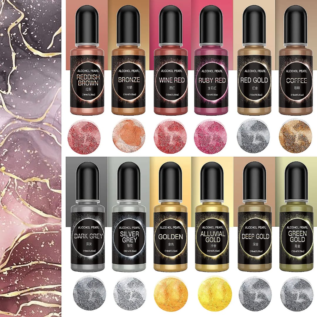 Metallic alcohol ink set