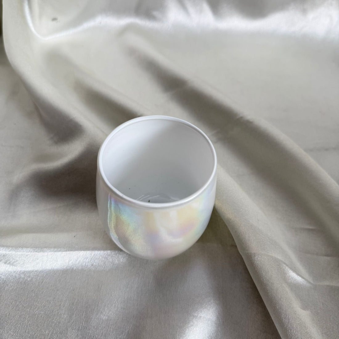 Holographic white candle jar