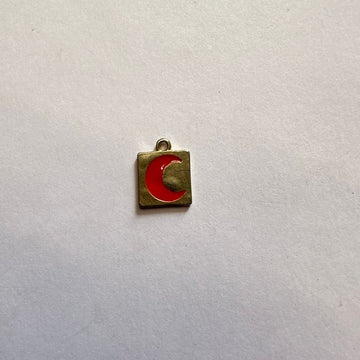 Square red moon charm