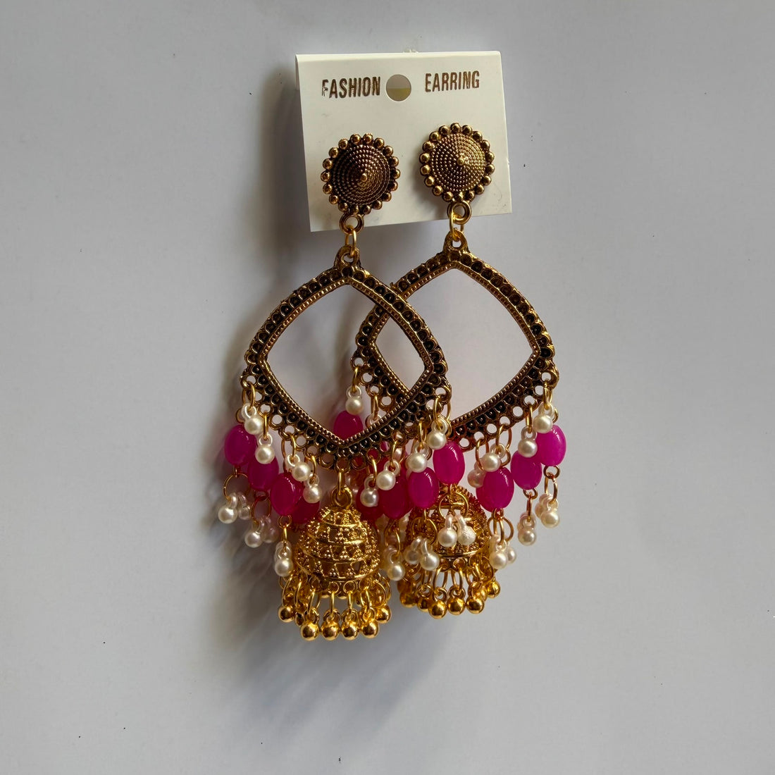 Kashmiri jumkha square base dark pink