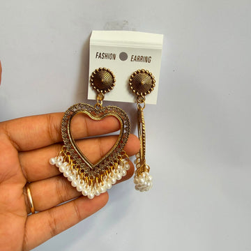 Jumkha base gold heart pearl