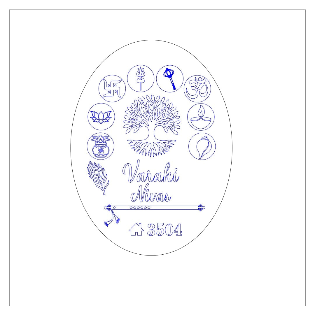 Oval nameplate mdf with acrylic 002