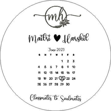 Symbol with calender and Name Metallic sticker