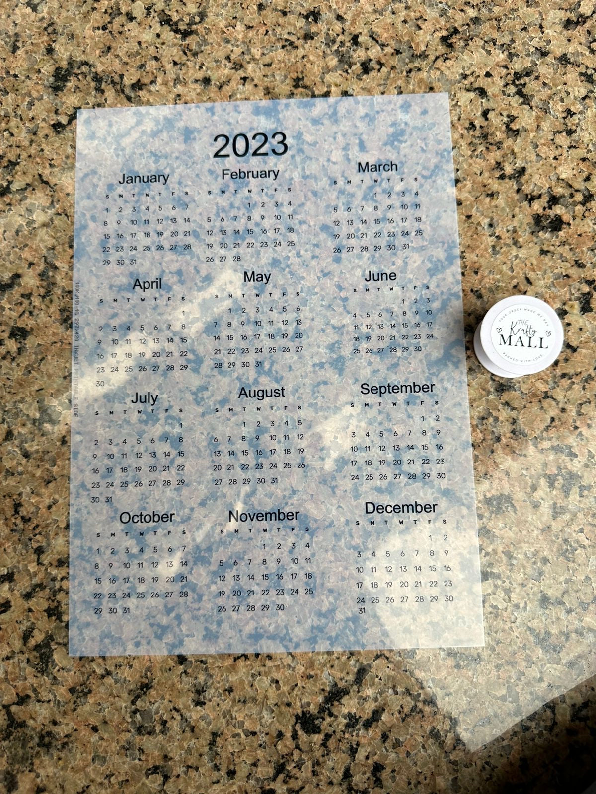 Round Calender Insert Insert sheet calendar 2023
