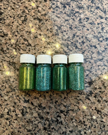 Family of green glitter combo