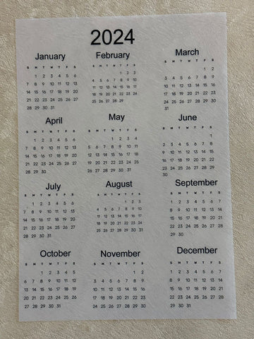 Calendar insert sheet 2024